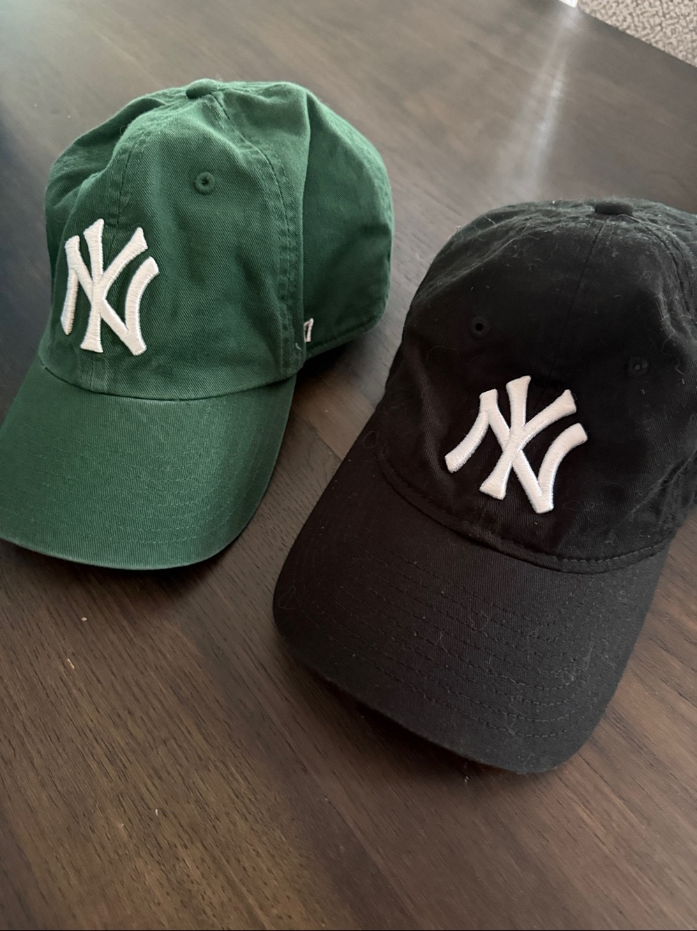 New Era Baseball Cap Trio - Black, Green, Blue with White Logos